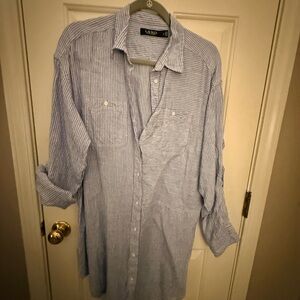 Ralph Lauren Blue Striped Linen Swim Coverup or casual dress